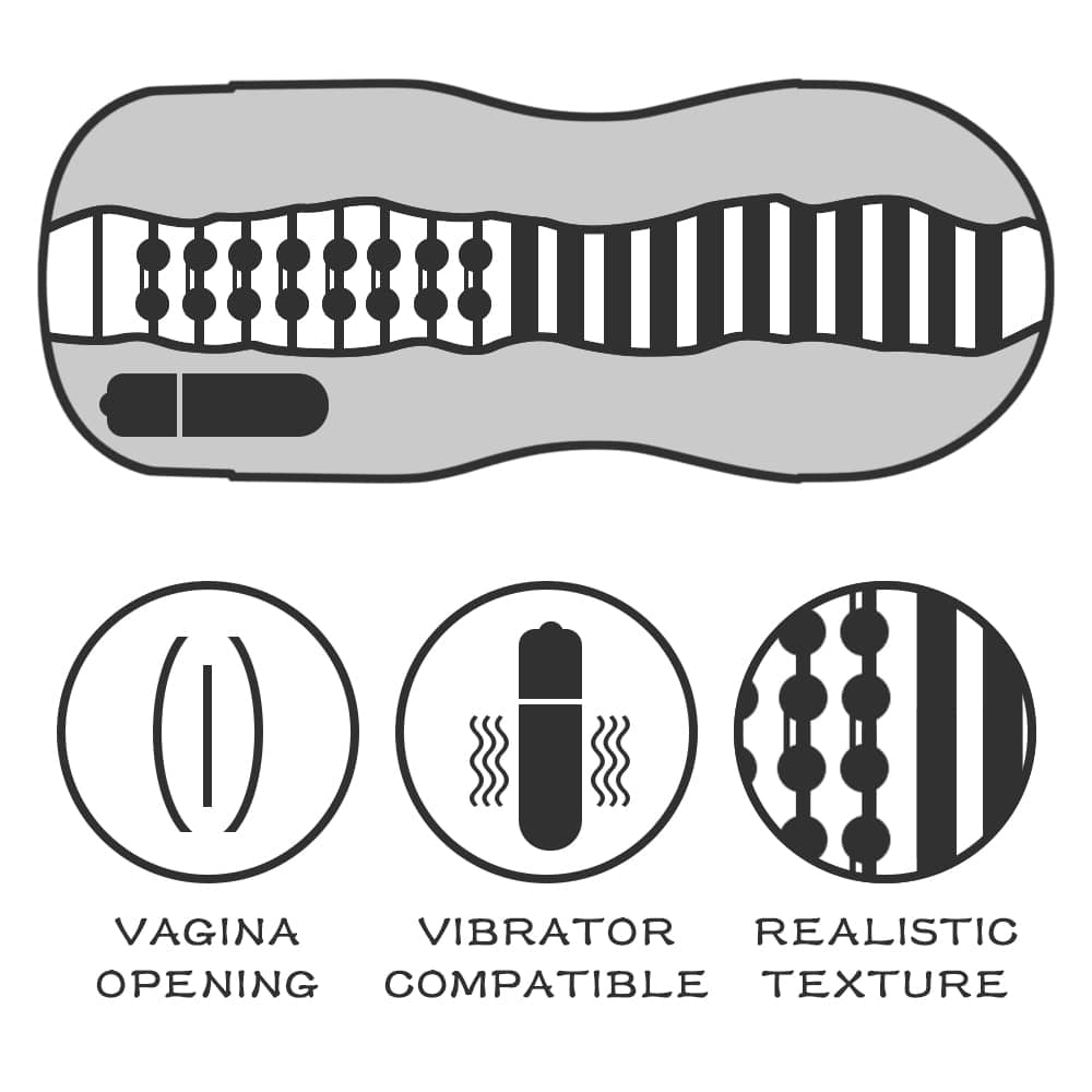 The highly detailed and ergonomically designed tunnel of the vibrating vagina stamina tunnel masturbator