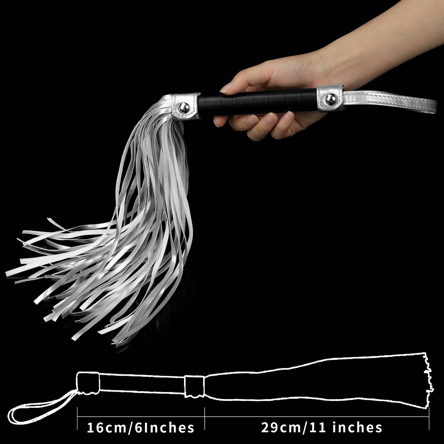 The size of the bdsm sex whip flogger for kinky play