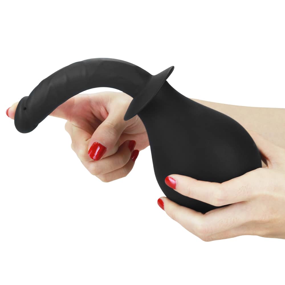 The soft peni-shaped nozzle of the silicone soft deluxe anal douche