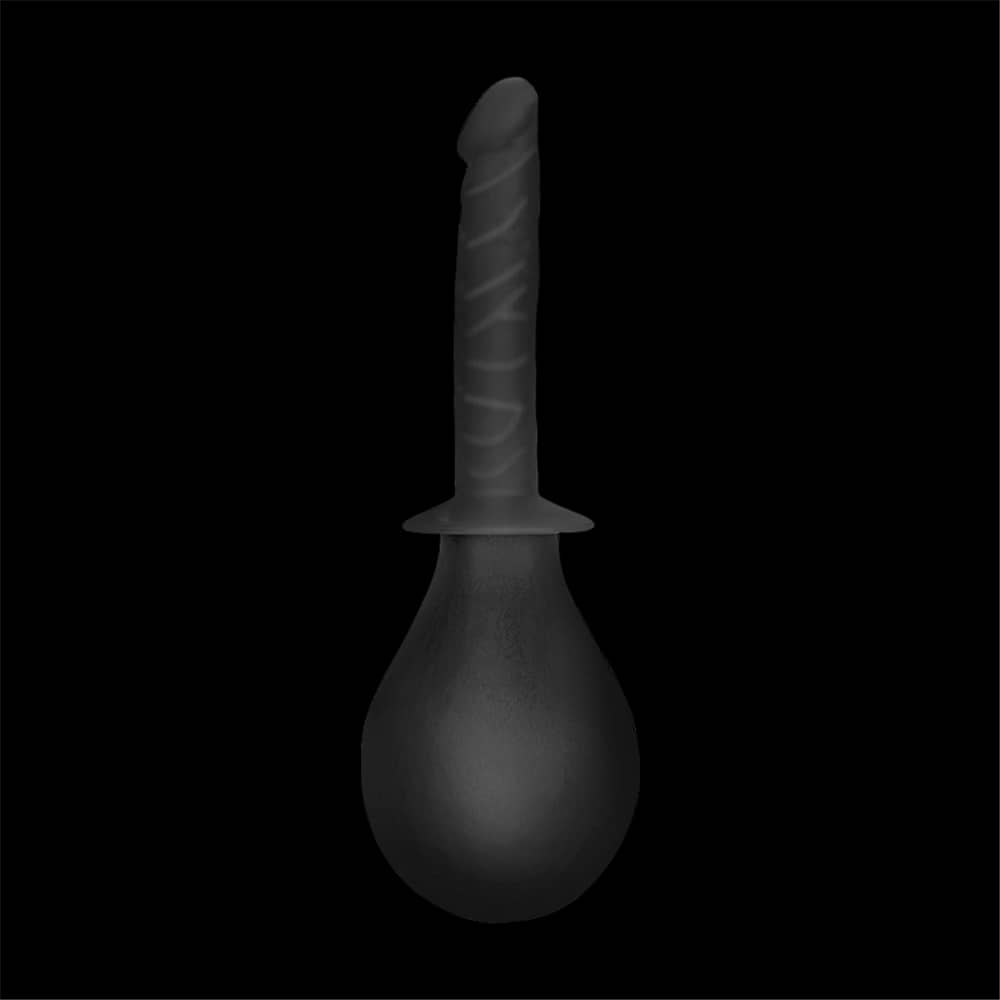  The silicone soft deluxe anal douche stands upright