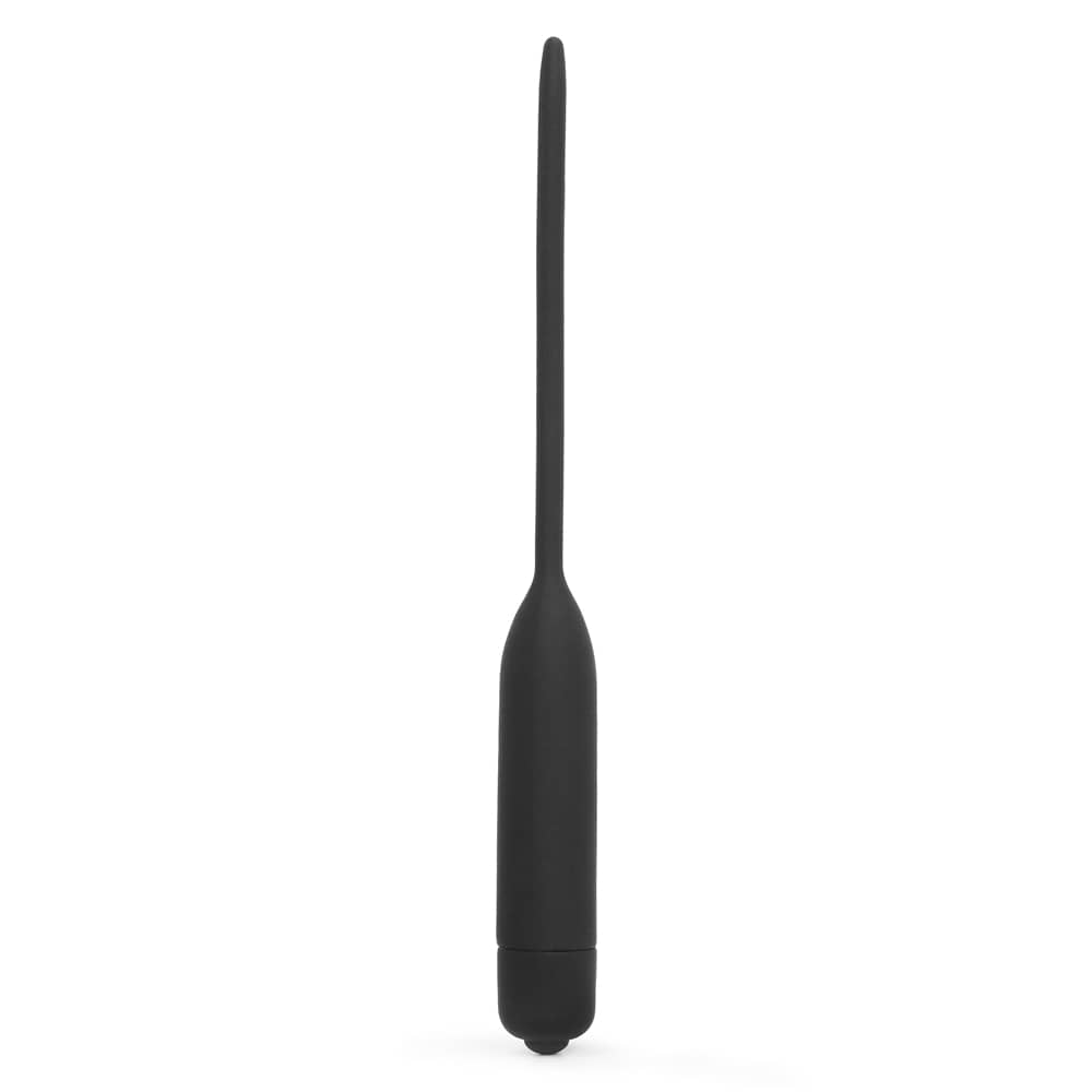 The silicone vibrating urethral dilator is upright