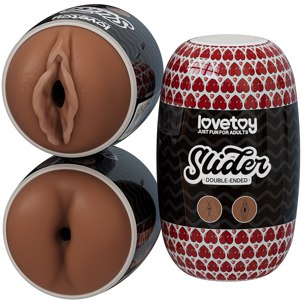 Slider Double-Ended Masturbator Ass and Vagina Brown Pocket Pussy