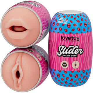 Slider Double-Ended Masturbator Mouth and Vagina Flesh Pocket Pussy