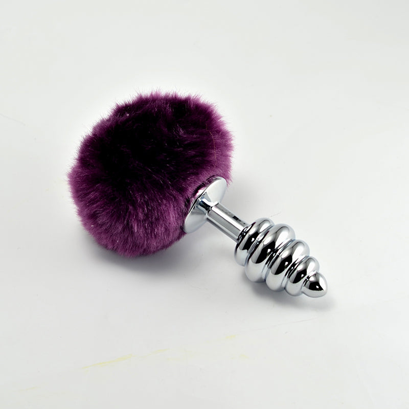The purple spiral pompon metal plug silver 