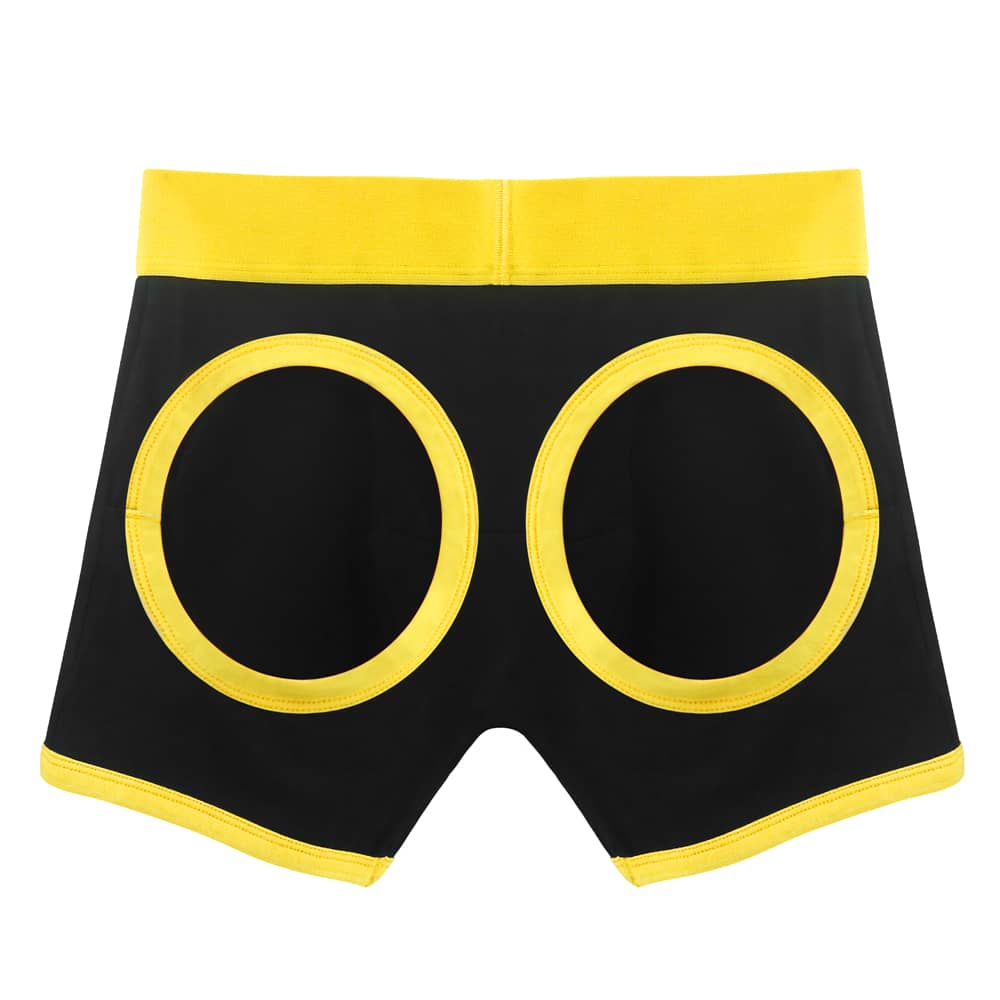 The strap on harness shorts for couple features 2 circles opening on the back