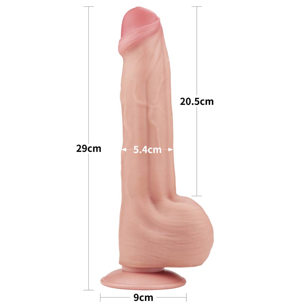 The size of the 11.5 inches sliding skin dual layer dong