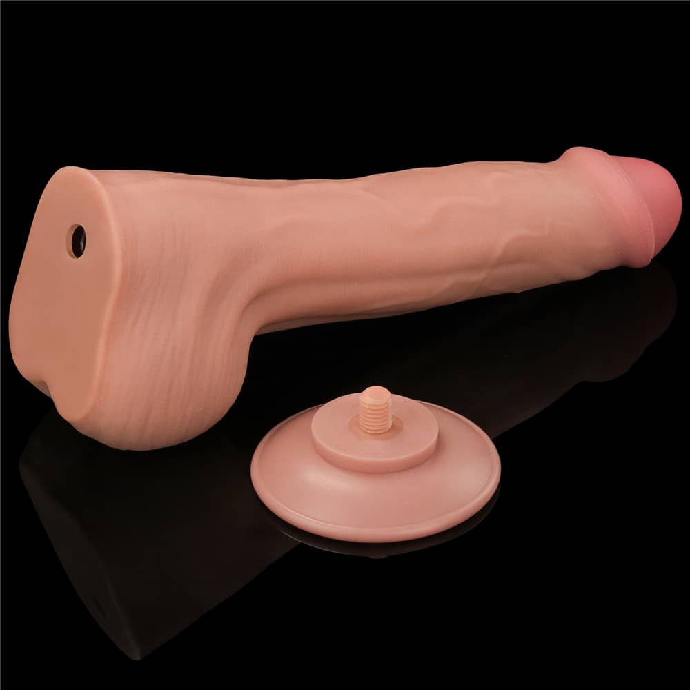 The removable suction cup of the of the 11.5 inches sliding skin dual layer dong
