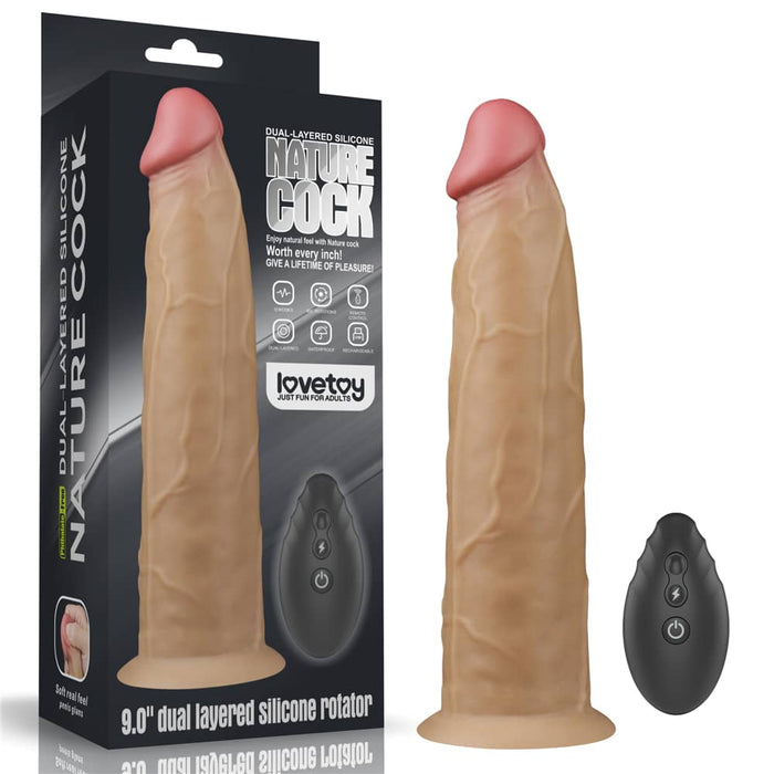 Vibrating Thrusting Dildo | 9.0'' Dual Density Platinum Silicone Dildo