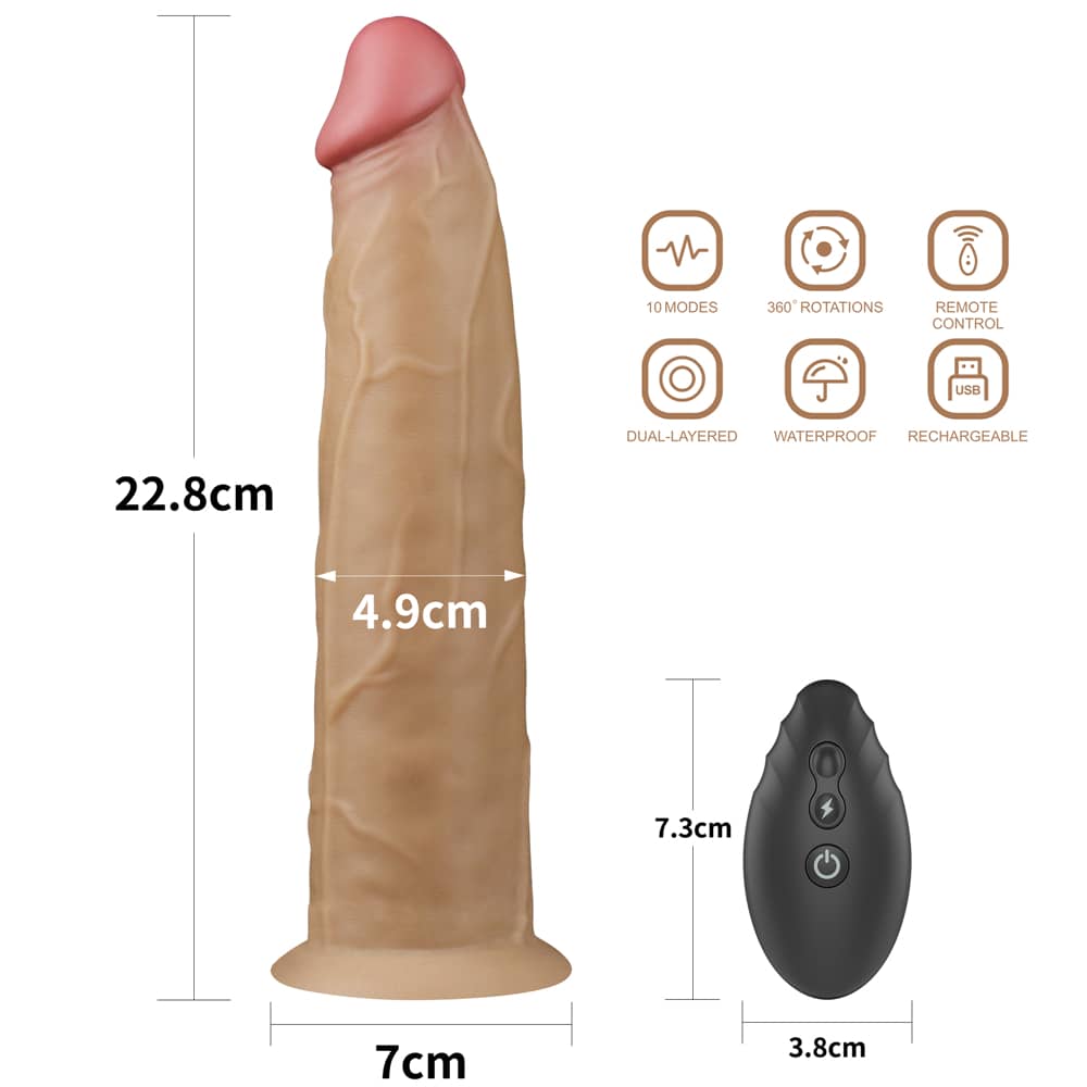 The size of the 9 inches dual layered silicone rotator
