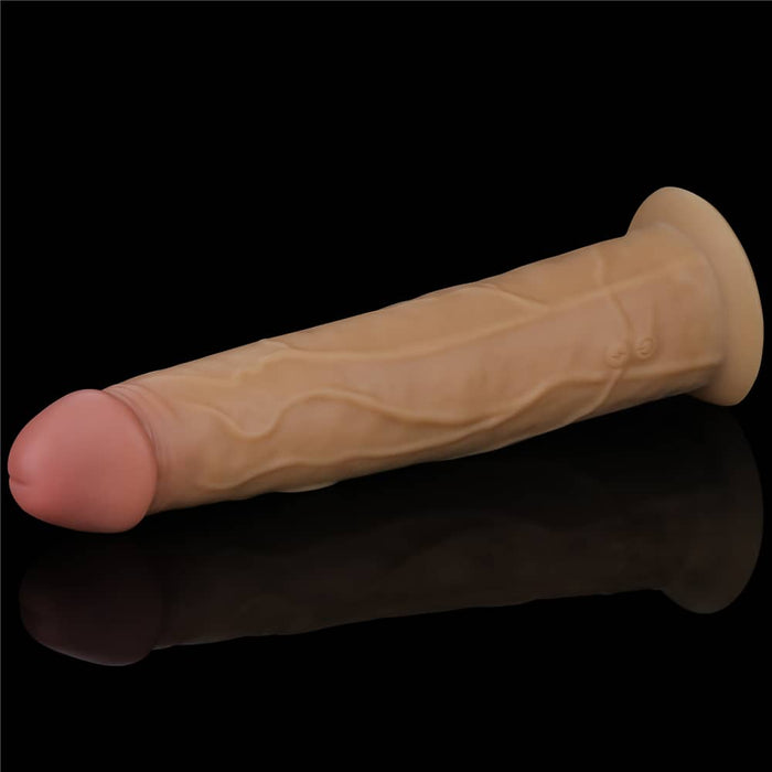 Vibrating Thrusting Dildo | 9.0'' Dual Density Platinum Silicone Dildo