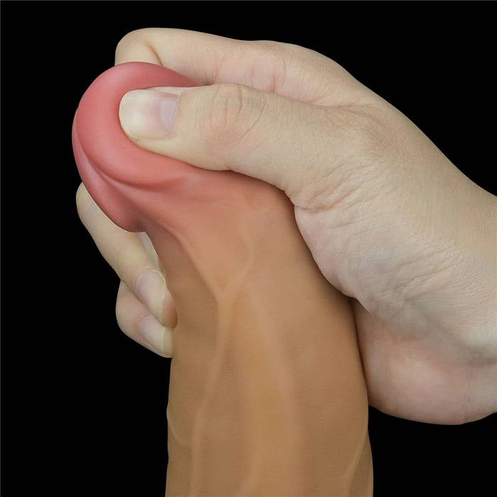Vibrating Thrusting Dildo | 9.0'' Dual Density Platinum Silicone Dildo