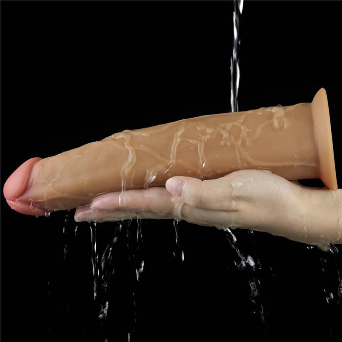 Vibrating Thrusting Dildo | 9.0'' Dual Density Platinum Silicone Dildo