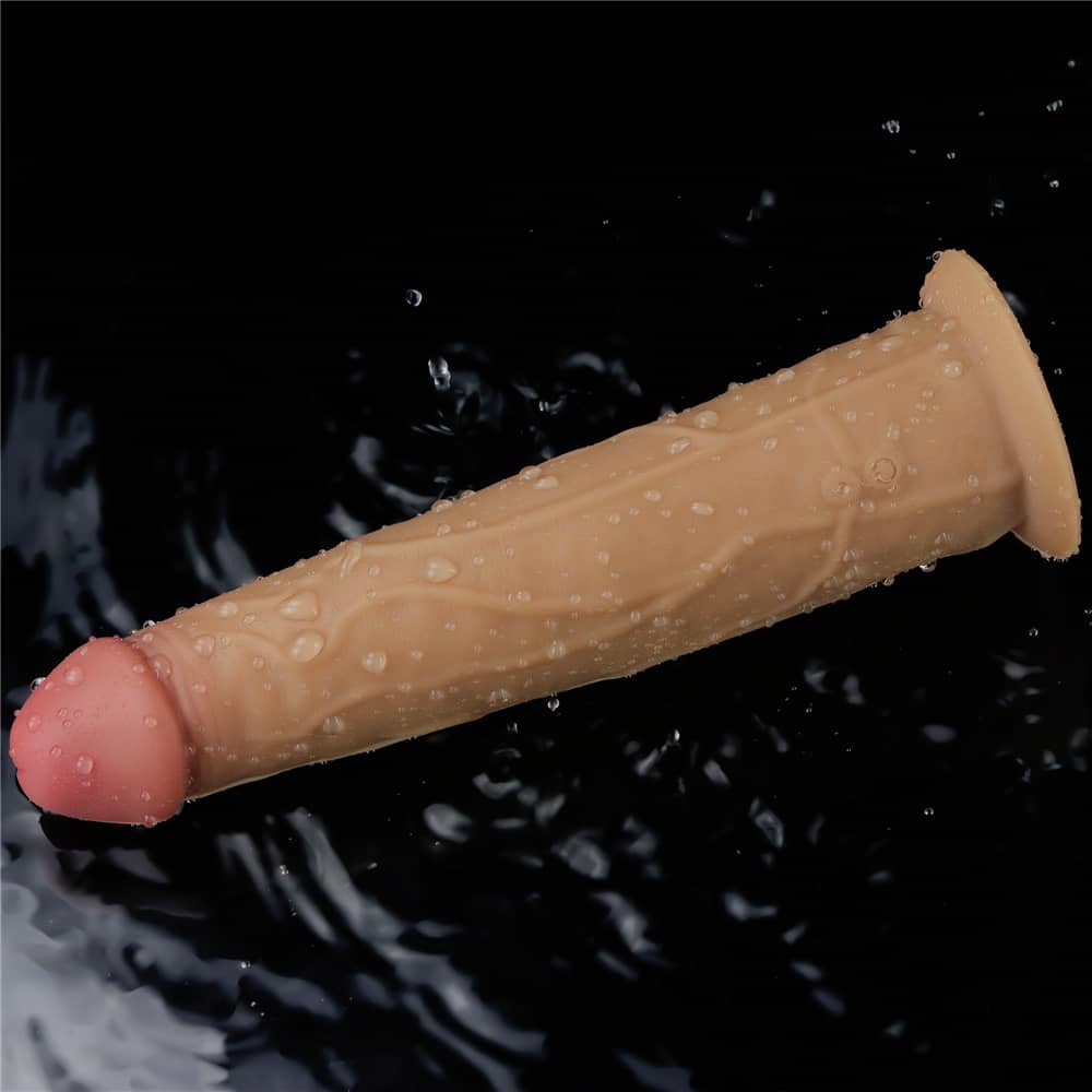 The 9 inches dual layered silicone rotator is waterproof