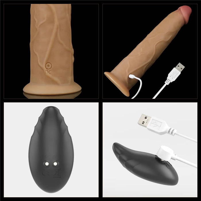 Vibrating Thrusting Dildo | 9.0'' Dual Density Platinum Silicone Dildo