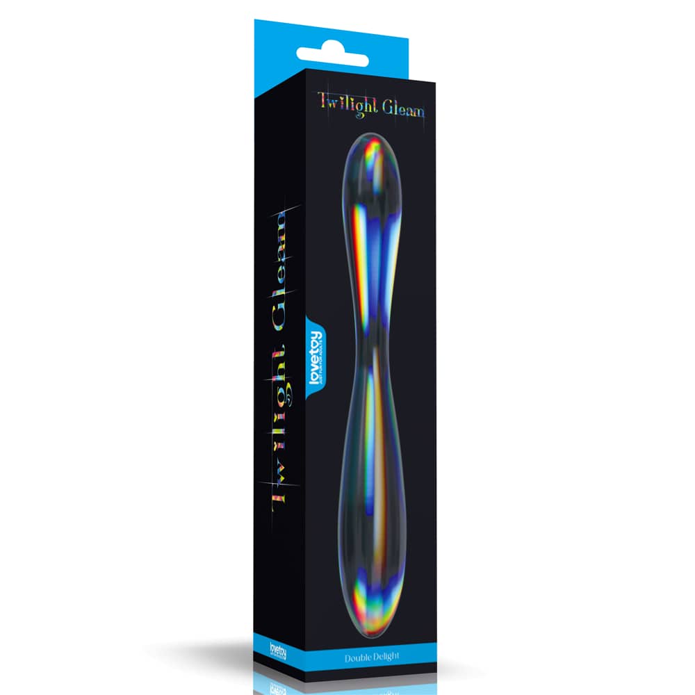 The packaging of the twilight gleam glass double head dildo 