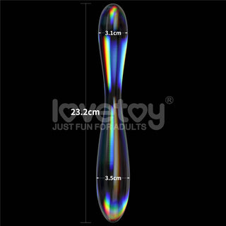 The size of the twilight gleam glass double head dildo 
