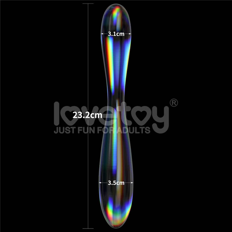 The size of the twilight gleam glass double head dildo 