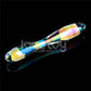 The twilight gleam glass double head dildo with a prismatic array of colors 