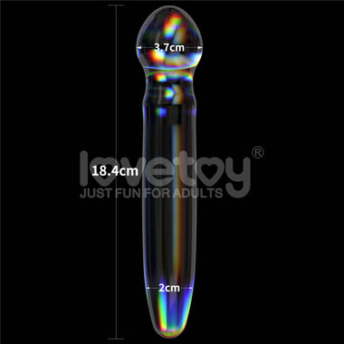 The size of the twilight gleam prism glass dildo 