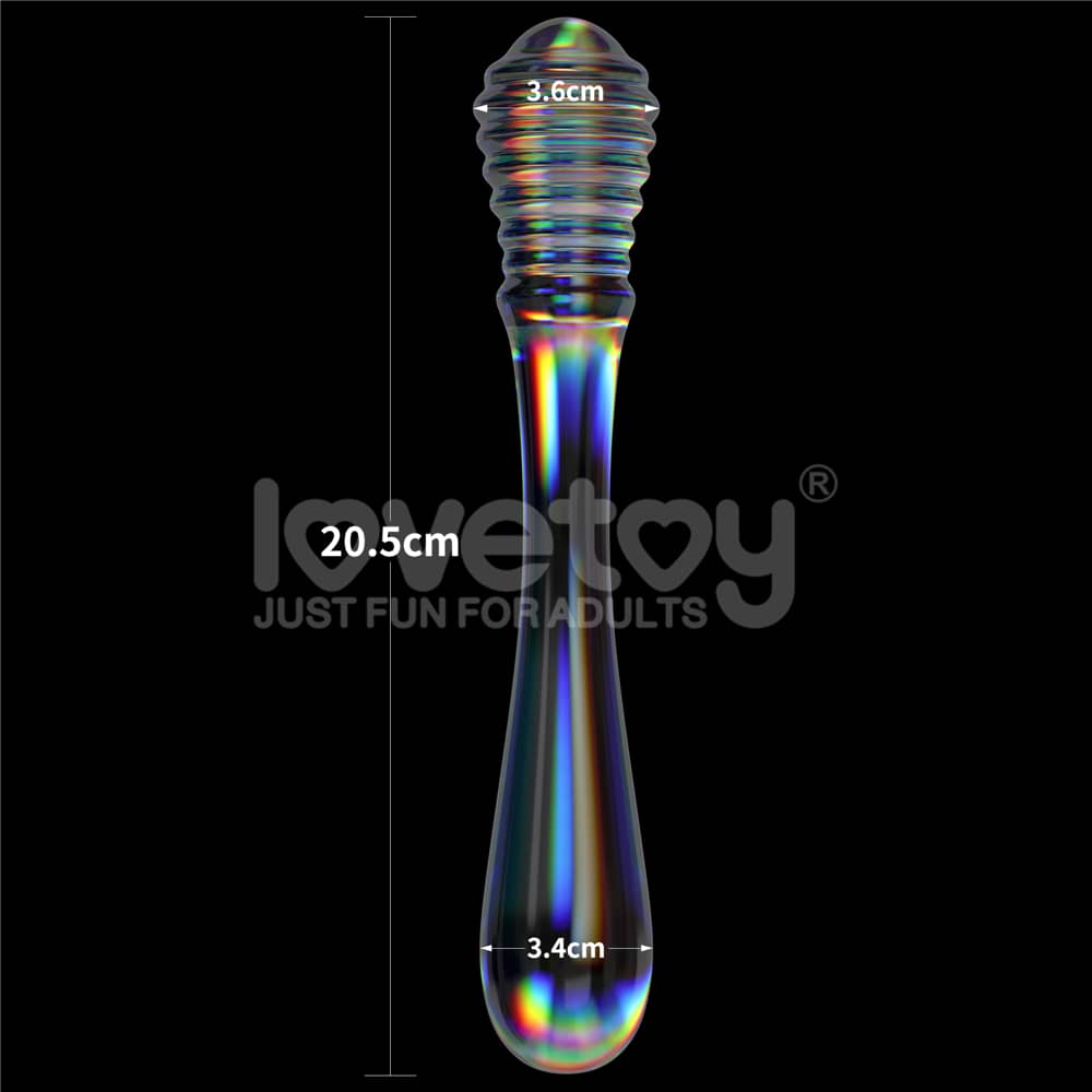 The size of the twilight gleam twin pleasures glass dildo