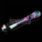 The twilight gleam twin pleasures glass dildo lays flat