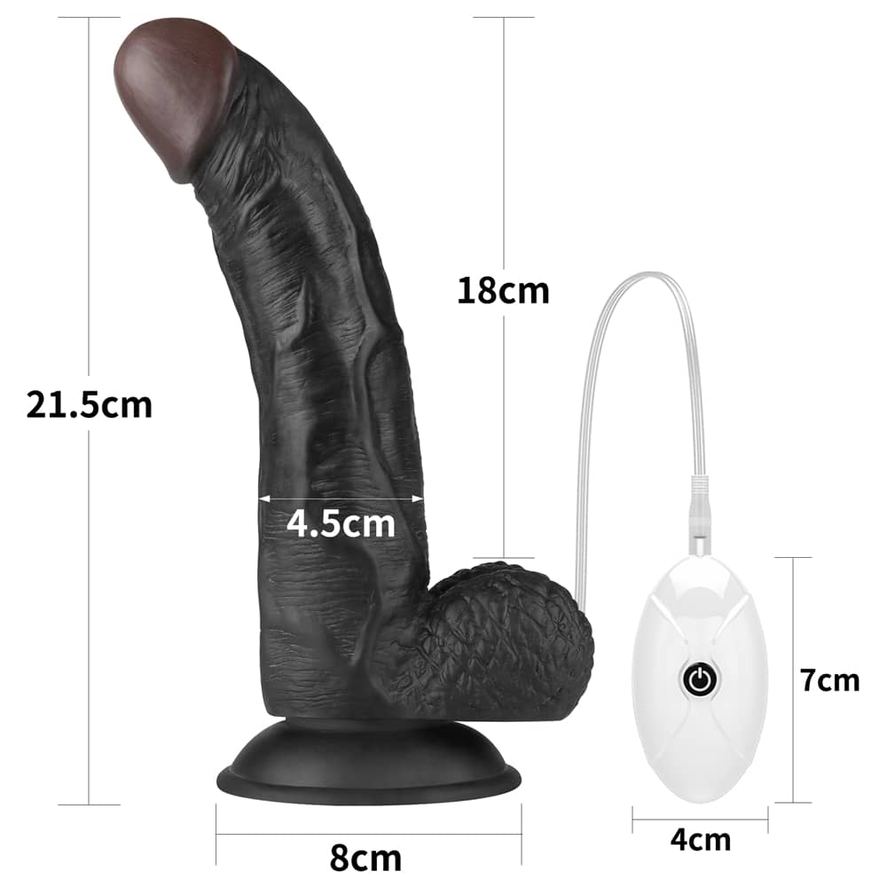 The size of the dildo of the 8.5 inches black vibrating dildo easy strapon set