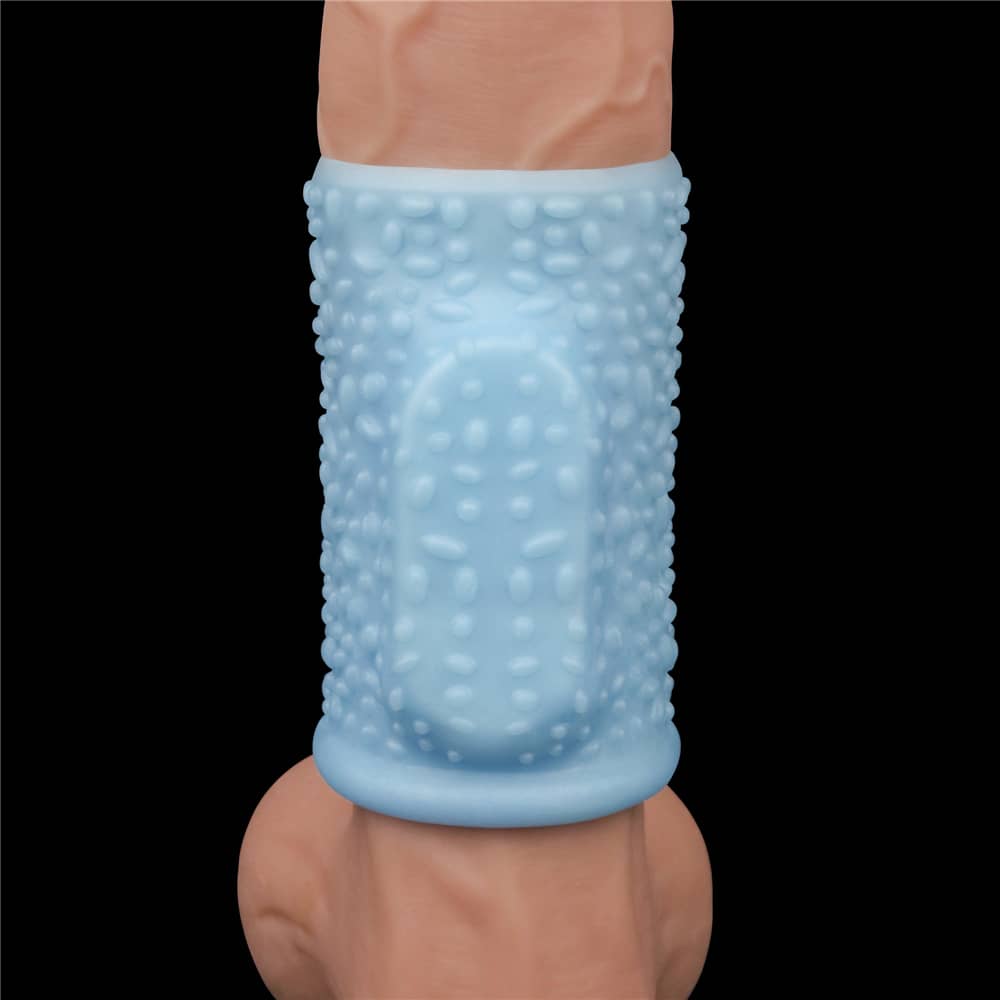 An inserted vibrator in this blue vibrating drip knights ring 