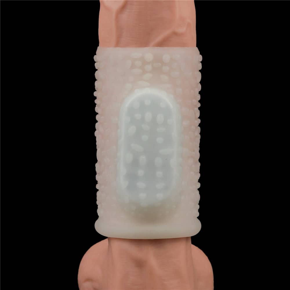An inserted vibrator in this white vibrating drip knights ring  