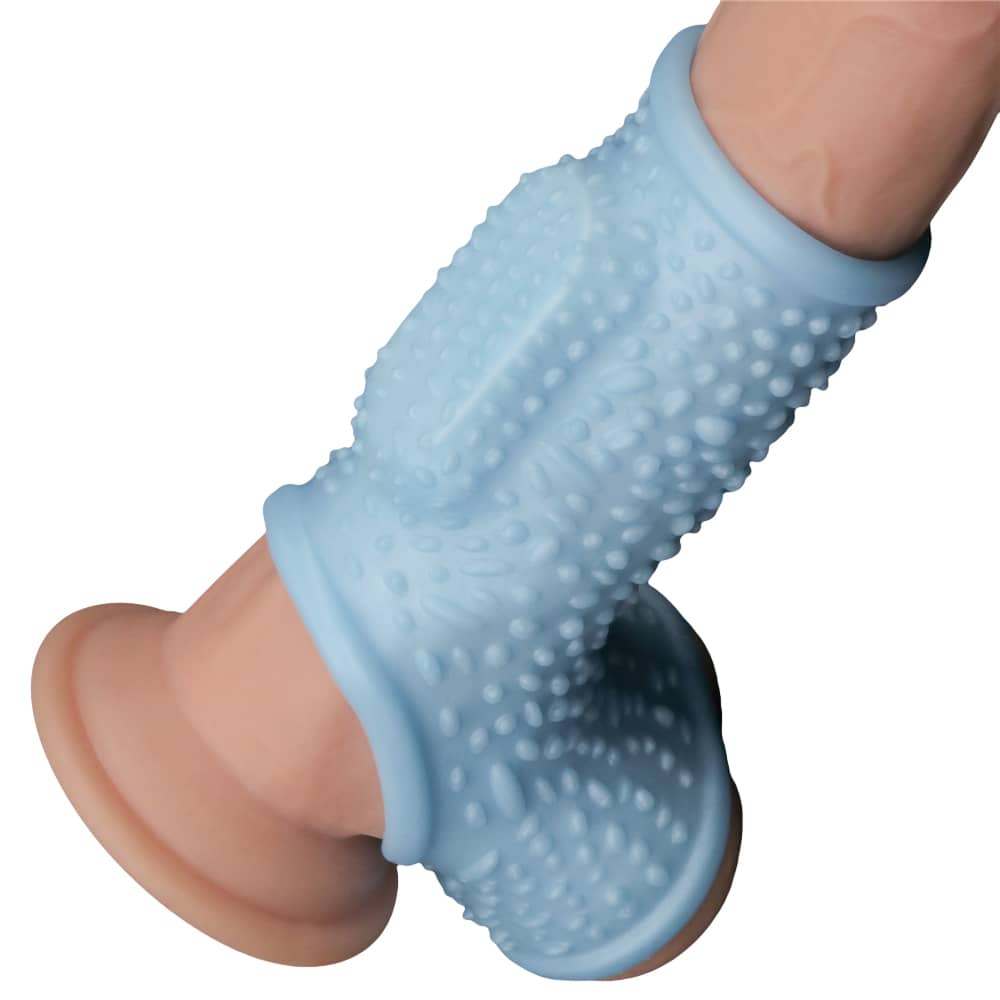 Vibrating Drip Knights Ring with Scrotum Sleeve (Blue)