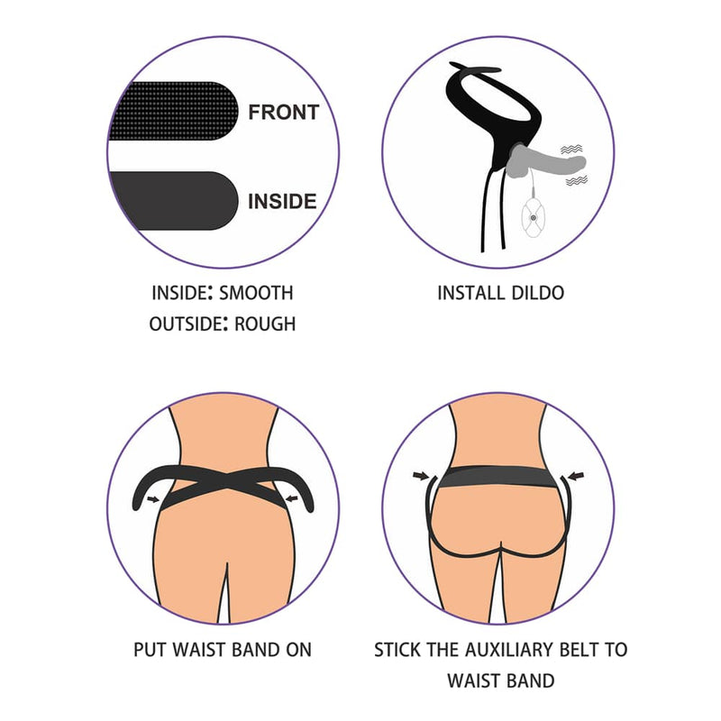 Strap On Harness | Vibrating Easy Strapon Set 7.5'' Black
