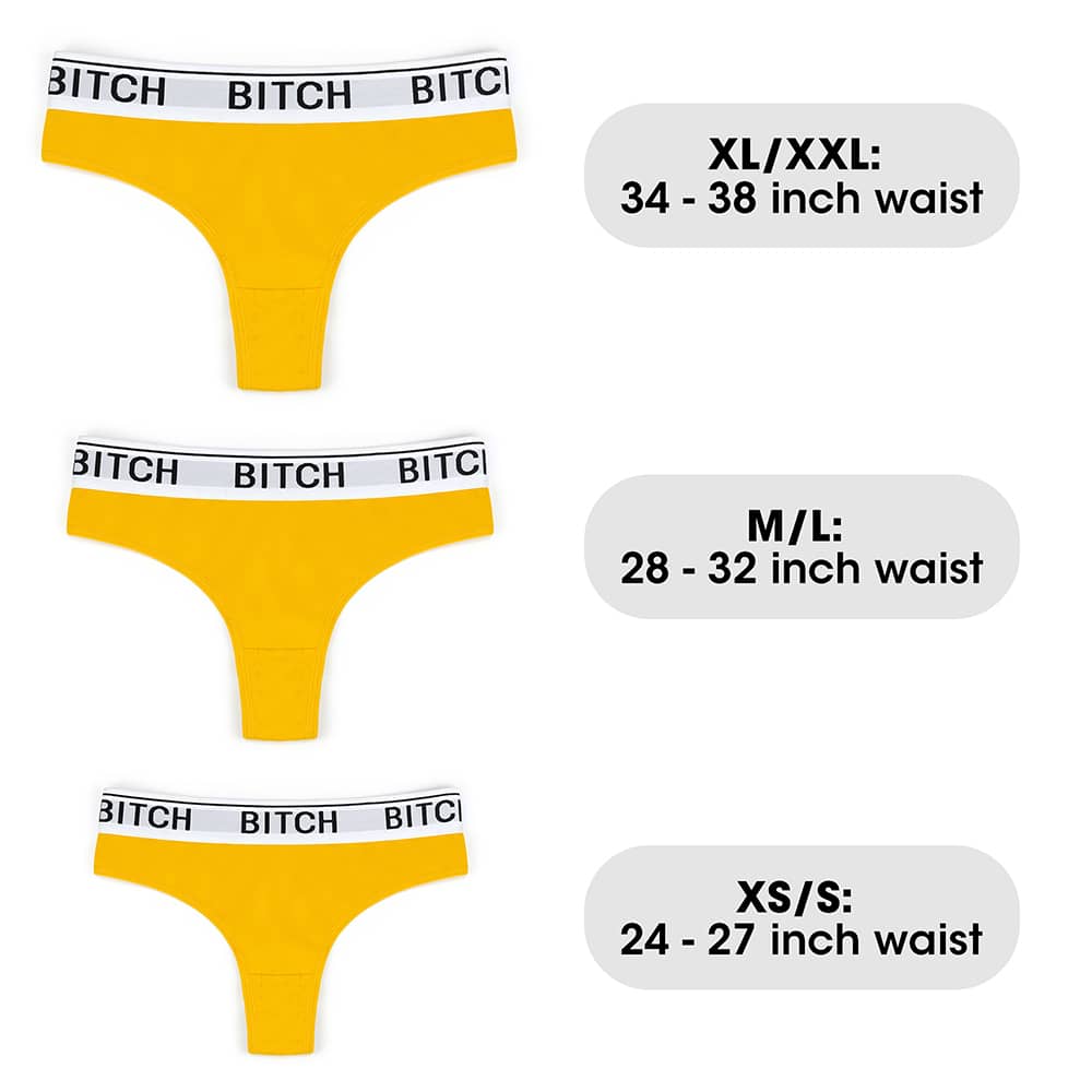 The size chart of the vibrating thong underwear with remote control
