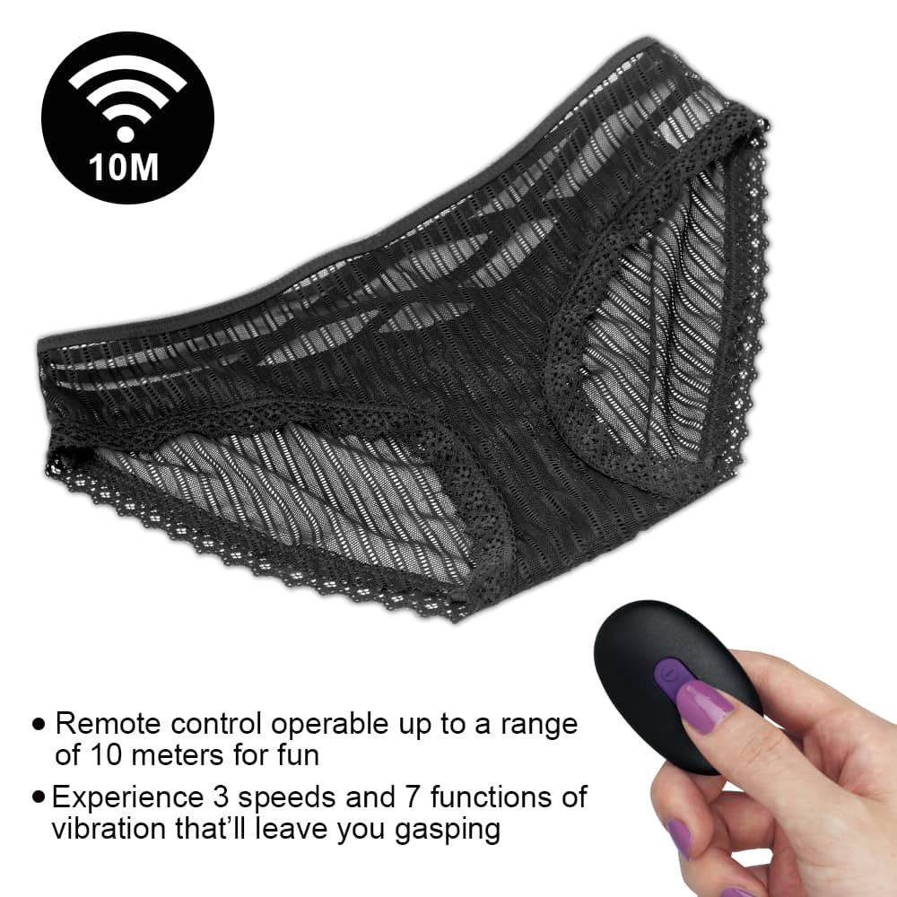 A remote control of the lace vibrating panties operates up to a range of 10 meters