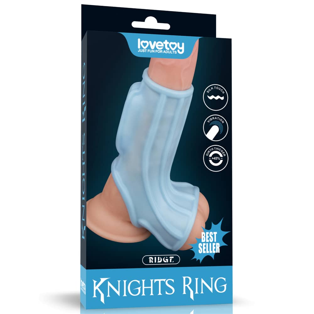 The packaging of the vibrating ridge cock ring with scrotum sleeve