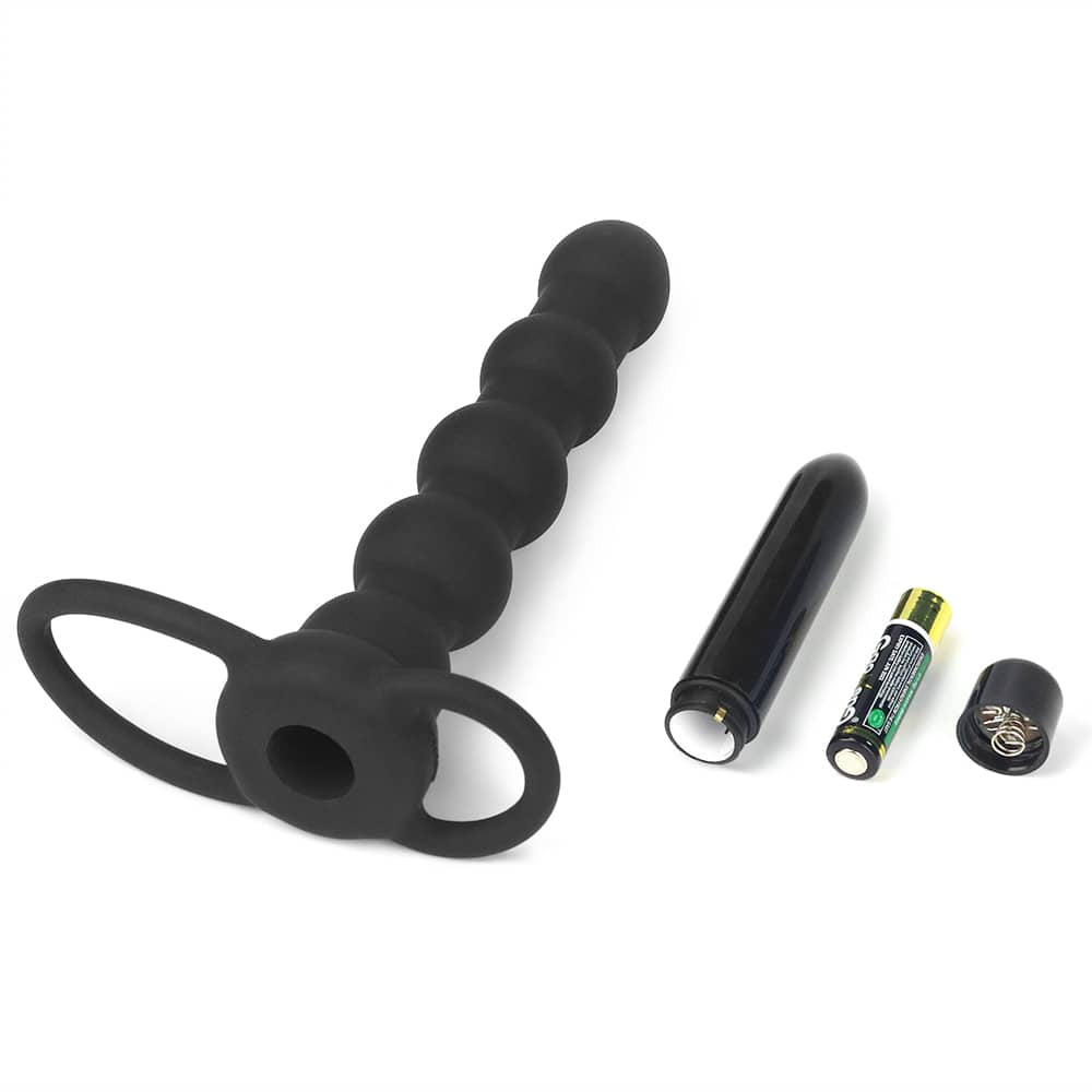 The vibrating rock balled double prober anal beads are compatible with AAA battery