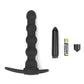 The vibrating rock balled double prober anal beads lays flat with its vibrator