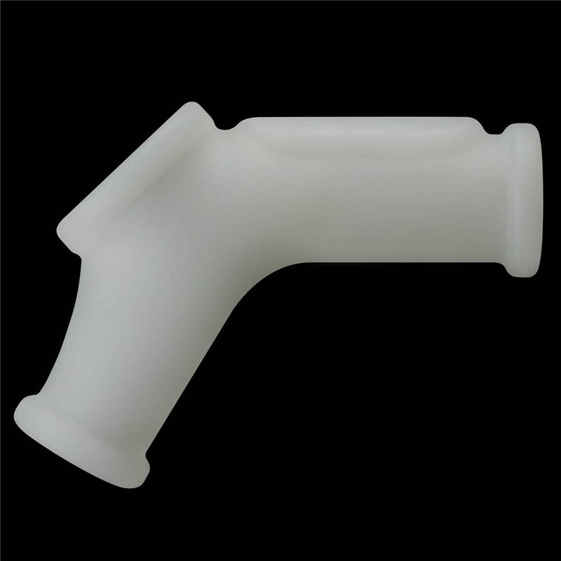 The white vibrating silk cock ring with scrotum sleeve has a smooth surface