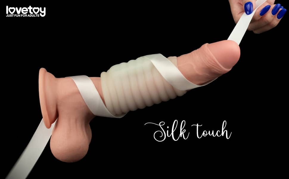 The wave vibrating penis sleeve has a silky touch