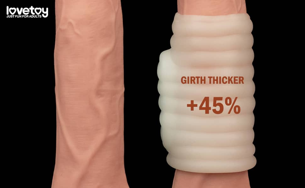 The wave vibrating penis sleeve provides an additional 45 percent in girth
