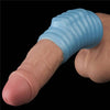 The dildo looks thicker when wearing a dildo blue vibrating wave knights ring  