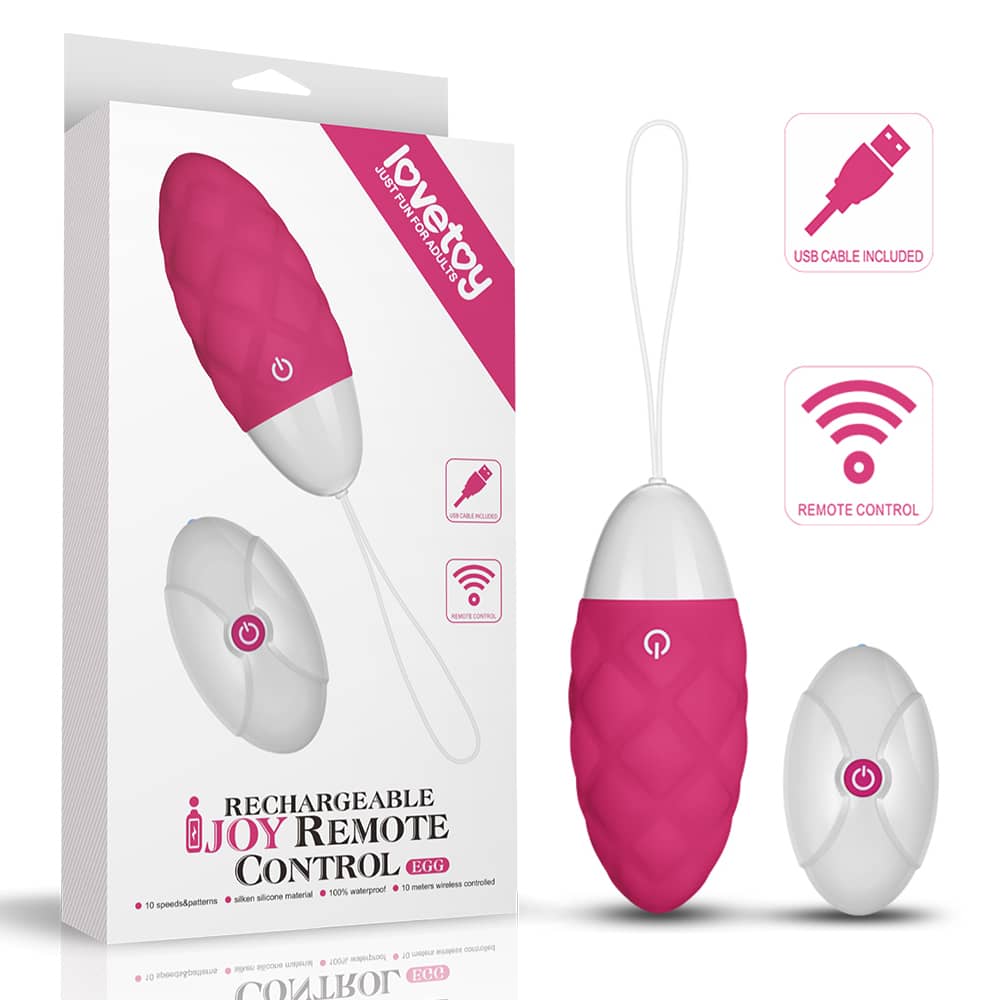 The packaging of the pink wireless remote control rechargeable vibrator