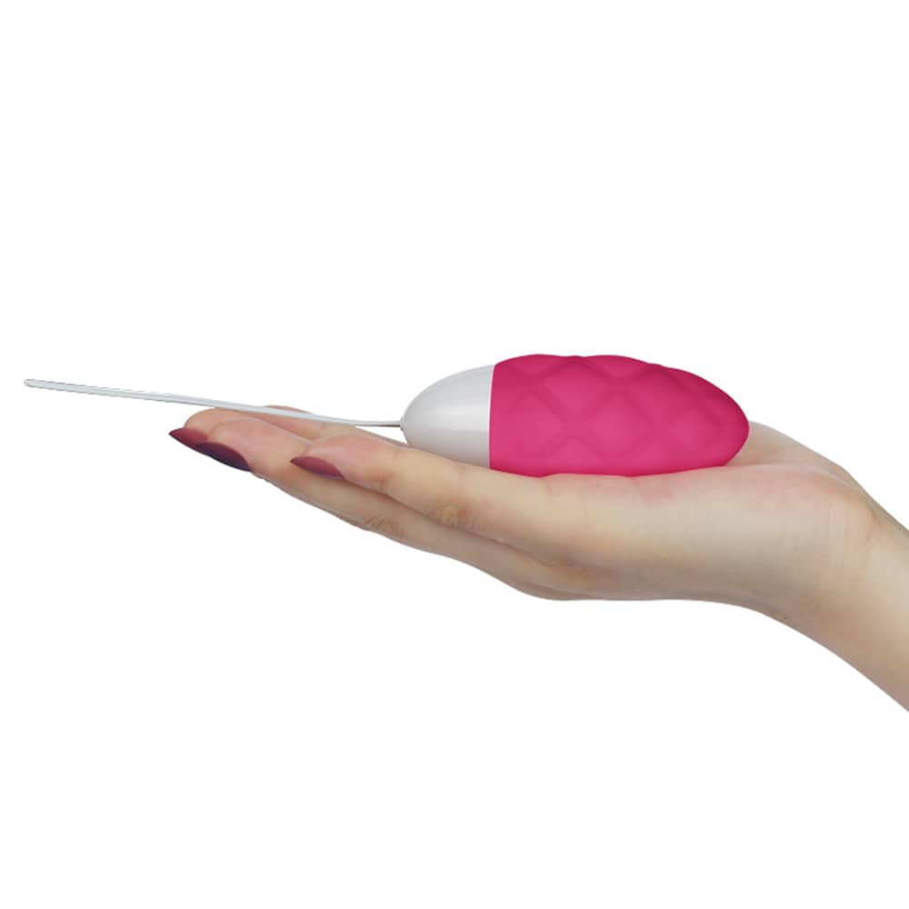 The wireless remote control rechargeable vibrator lays flat on the palm