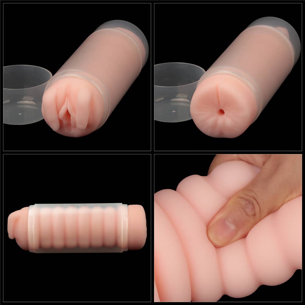 The virgin skin vagina ass double side stroker is lifelike and soft