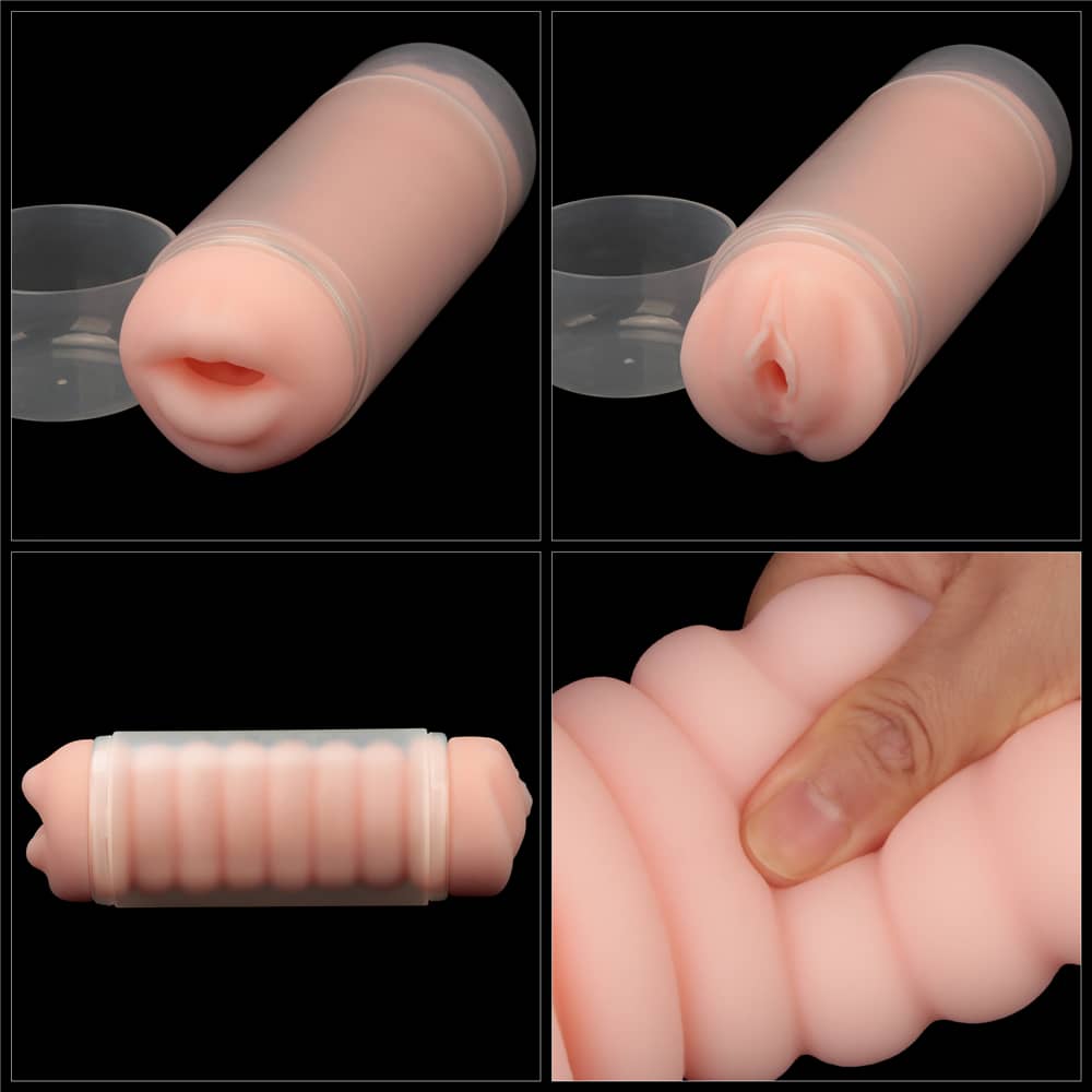 The double side vagina mouth stroker  has specially designed chambers of pleasure nodules and bumps