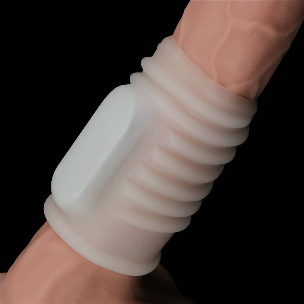 The white vibrating spiral knights ring  cuddles the dildo