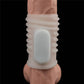 An inserted vibrator in this white vibrating spiral knights ring  