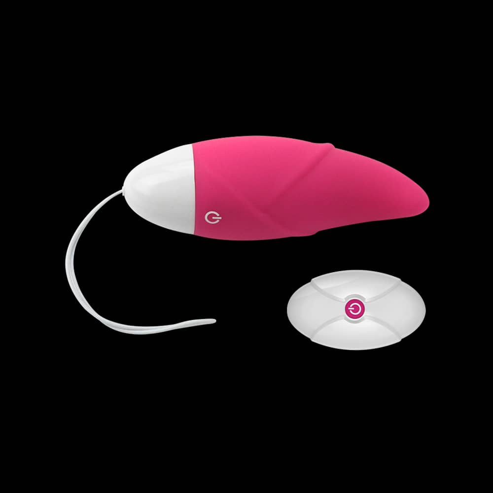 The wireless remote control vibrator for women lays flat with its wireless remote control