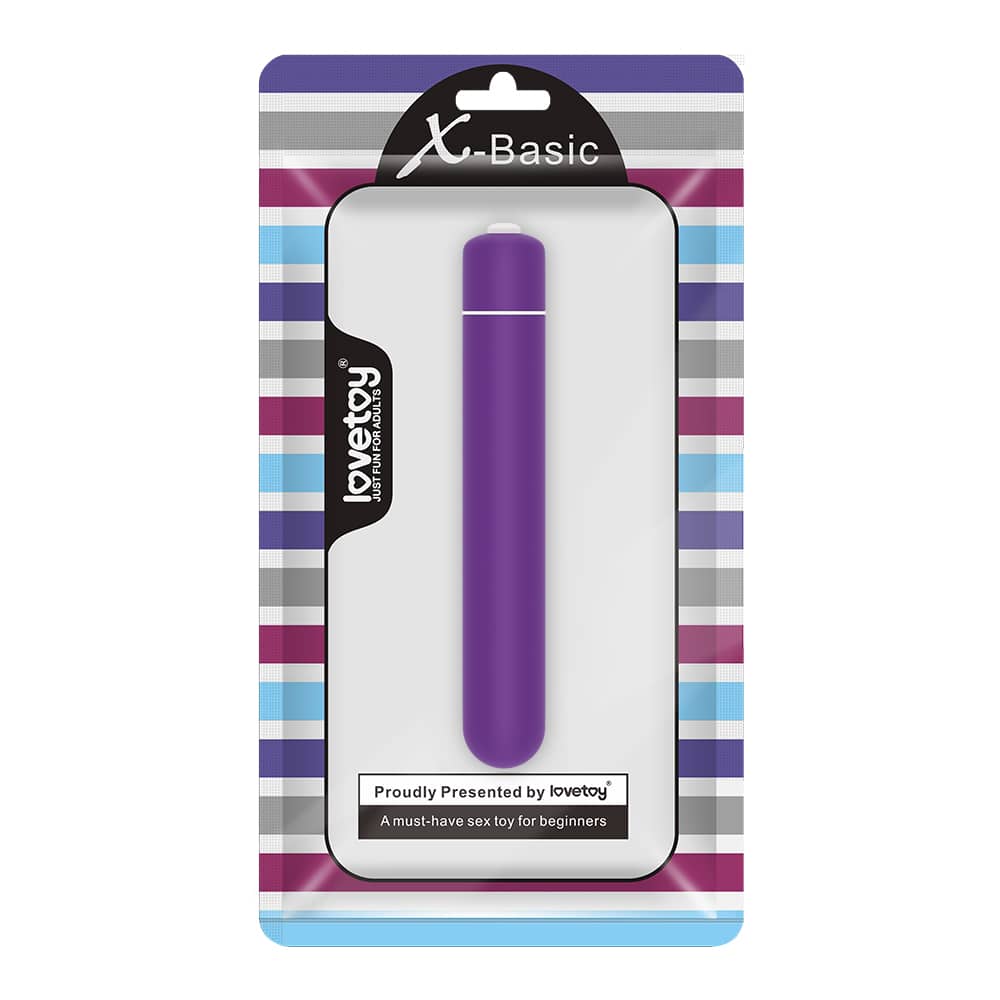The packaging of the purple x-basic bullet 10 speeds vibrator