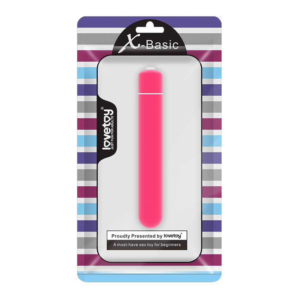 The packaging of the pink x-basic bullet 10 speeds vibrator