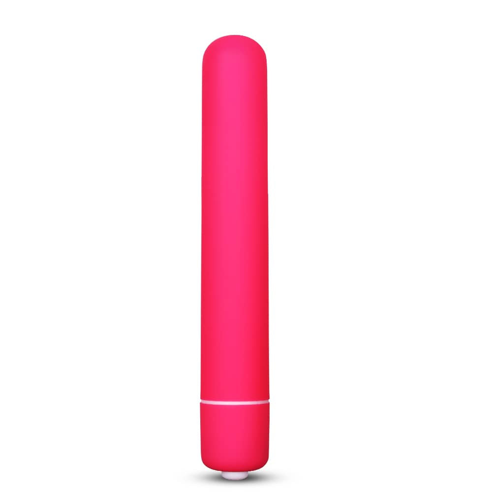 The pink x-basic bullet 10 speeds vibrator is upright