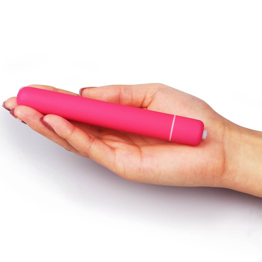 The x-basic bullet 10 speeds vibrator is put on the palm